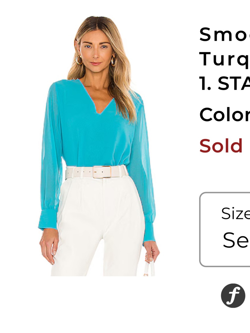 1 state smocked waist blouse in turquoise